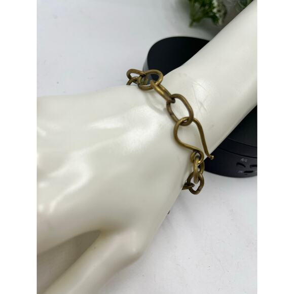 Vintage Style Clear Faceted Quartz Crystal Charm Bracelet Brass Tone 7.5" - Picture 2 of 7